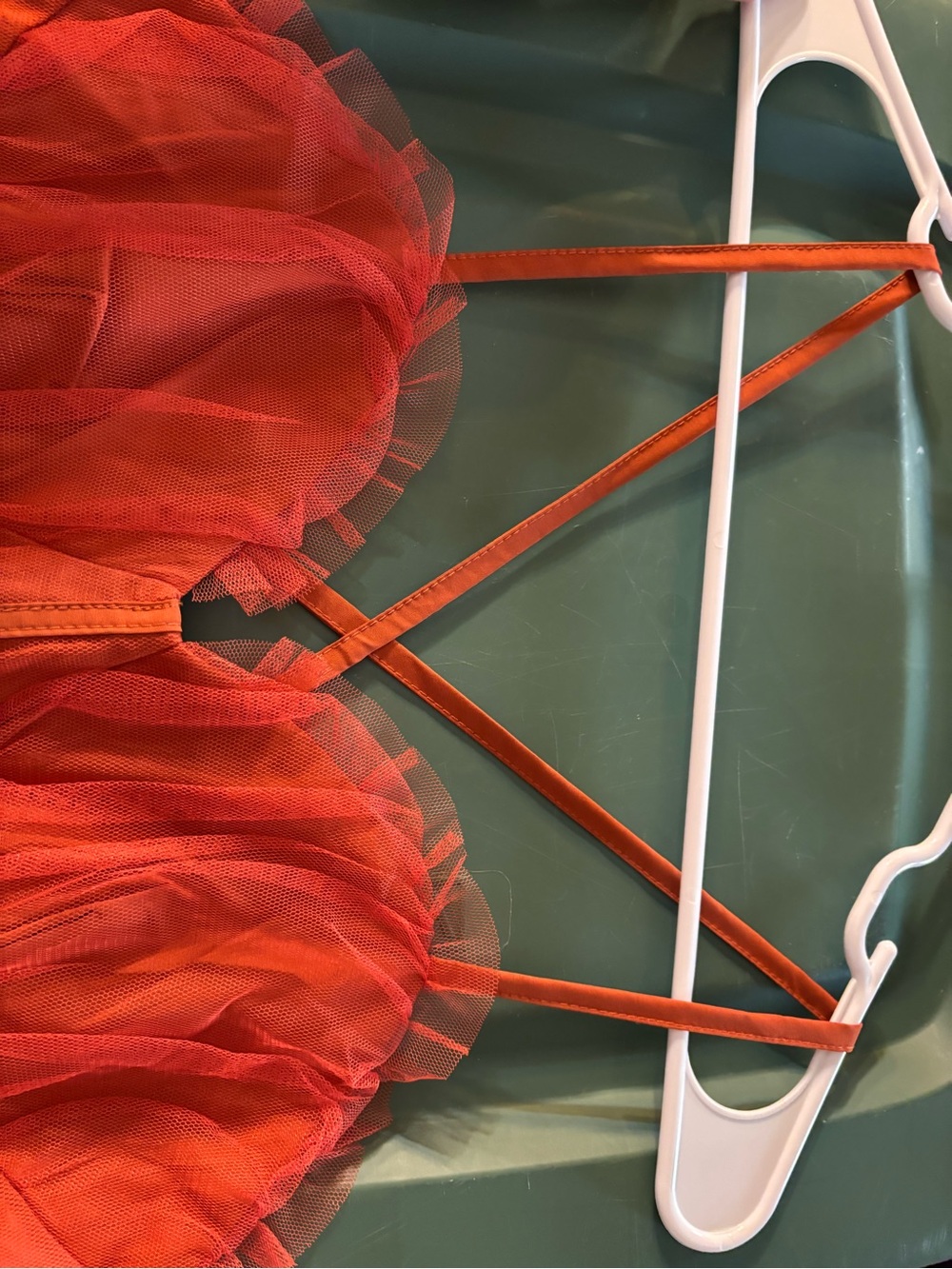 Orange Ruffle Mesh Dress - Picture 2 of 8
